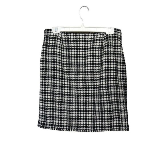 Eddie Bauer Skirt Size 8 Houndstooth Wool Blend Line Black White Pencil lined - Picture 3 of 8